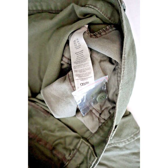 ASOS Design 103579554 Women's Sz 12 Khaki Low Rise Utility Combat Cargo Pants - Picture 3 of 11